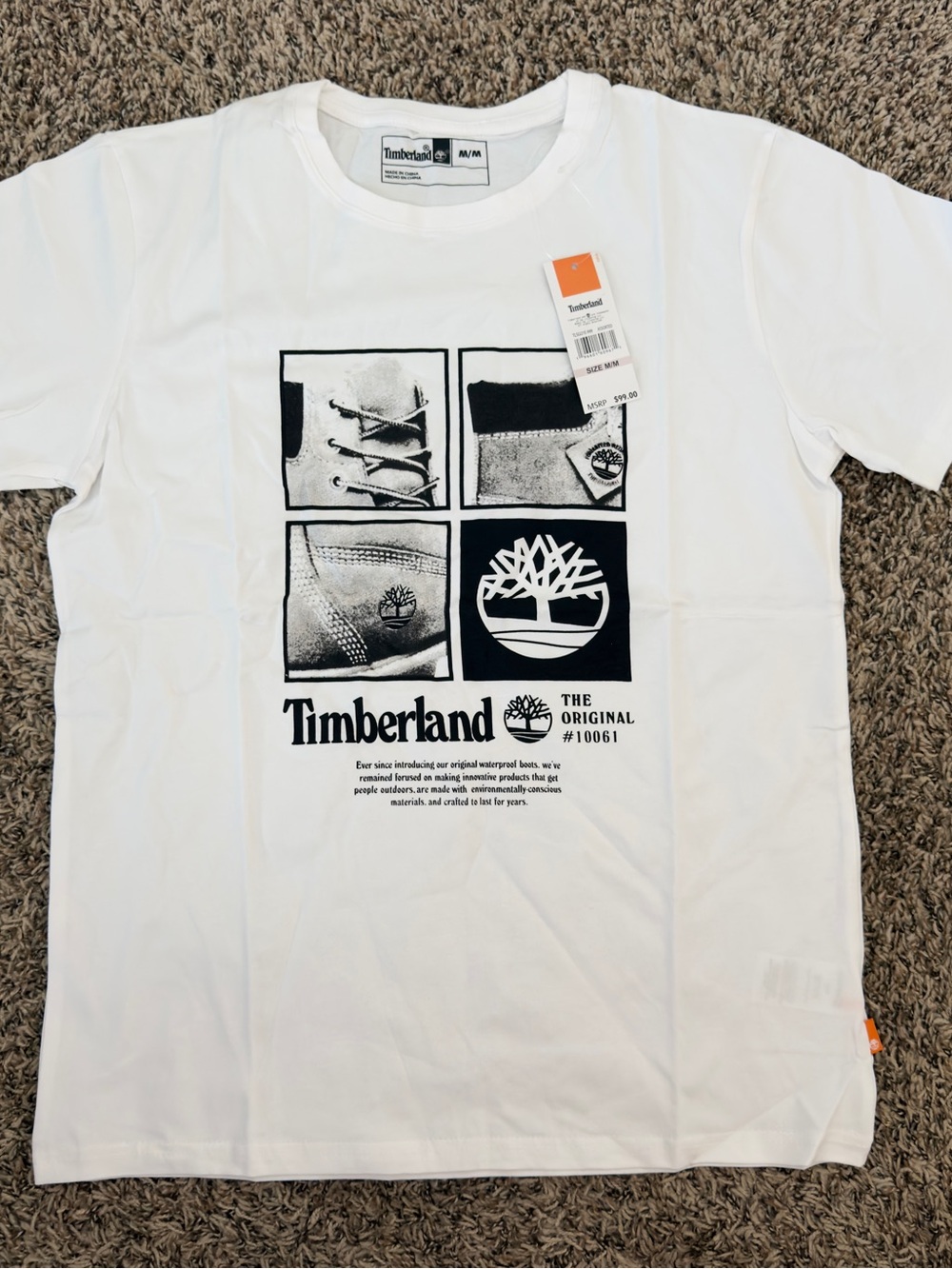 Timberland White Short-Sleeve Graphic Logo Tee